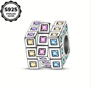 925 Rubiks Cube Bracelet Charm